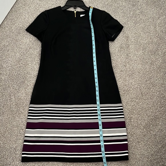 Calvin Klein size 4 dress with purple gray and white striping at bottom - Picture 5 of 6